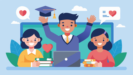 A heartwarming video on the crowdfunding page showing the students reaction to reaching their fundraising goal for education costs.. Vector illustration