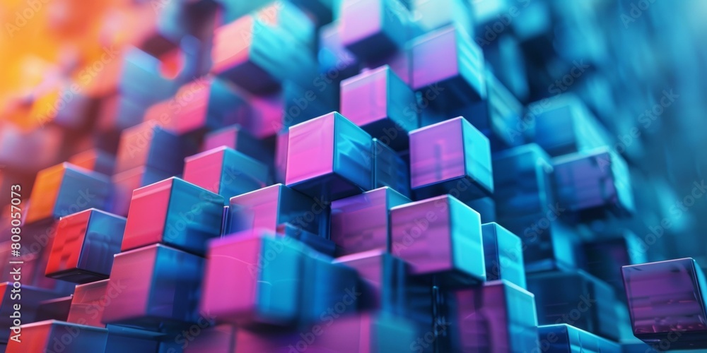 Poster 3D rendering of colorful cubes