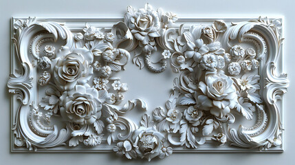 Luxury White Wall Design: Bas-Relief and Rococo Elements