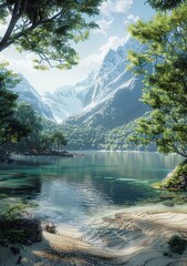 Tranquil Mountain Lake Scenery