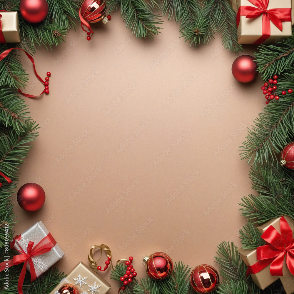 Poster red christmas background with blank space for text or product display