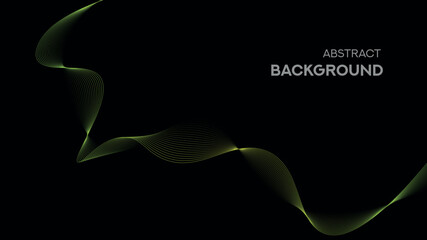 Flowing wave lines abstract background isolated on black background for technology, digital, communication concept. Vector illustraction