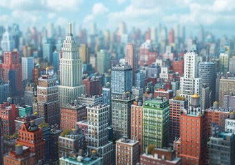 Obraz premium A miniature model of a city with many skyscrapers