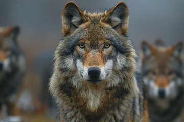 Portrait of a wolf (Canis lupus) in winter