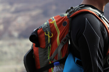 A backpacker hiking. Sports related visual