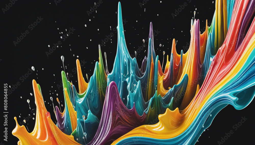 Aufkleber generative ai design creating a negative space layout with colorful watercolor vector strokes on a w