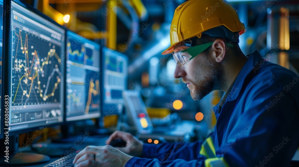 Aufkleber Engineers analyzing geological data to optimize drilling operations, precision in action