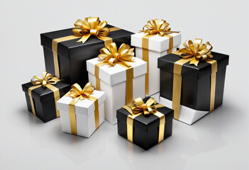 Fototapeta premium Christmas Sale: Elegant White, Black, and Gold Gifts for the Holiday Season 