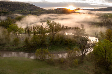 Kickapoo River with fog
