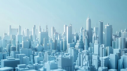 Blue and white cityscape