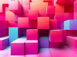 Pink and purple 3D cubes background