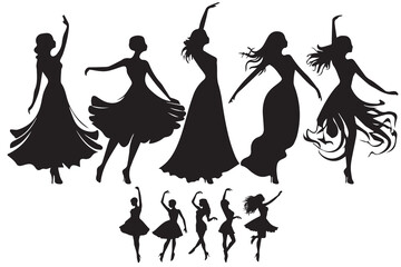 silhouettes of dancing Girl Group