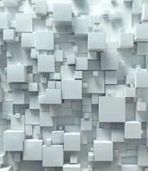 3D Illustration of Random White Cubes