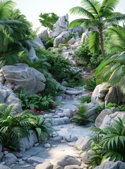 The stones and plants in the jungle