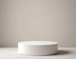 Market pedestal - White round platform for product placement.