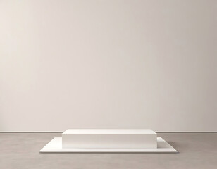 Elevated market platform - white rectangular podium .