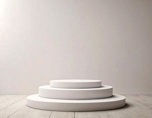 Market podium - white round platform for product placement.