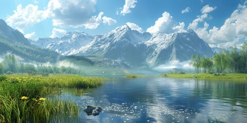 The mountain is reflected in the lake