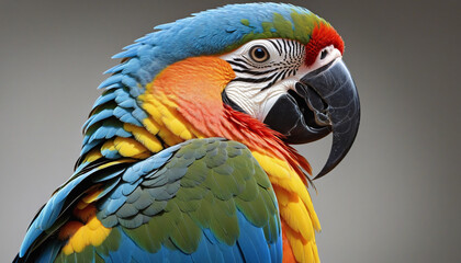  Photorealistic three-dimensional rendering of a colorful macaw's plumage created using generative AI technology  © Martina