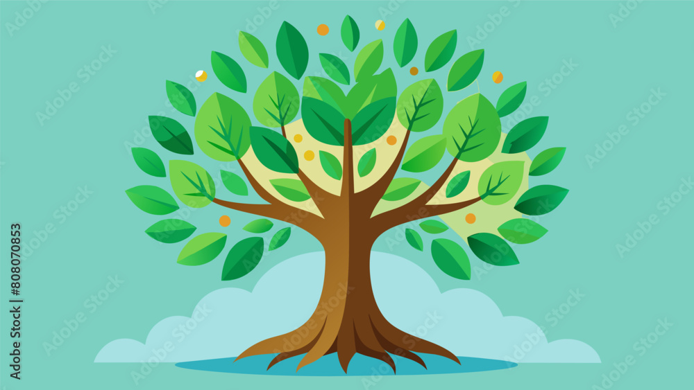 Poster the tree of virtue with its vibrant and healthy leaves seems to radiate positivity and goodness.. ve