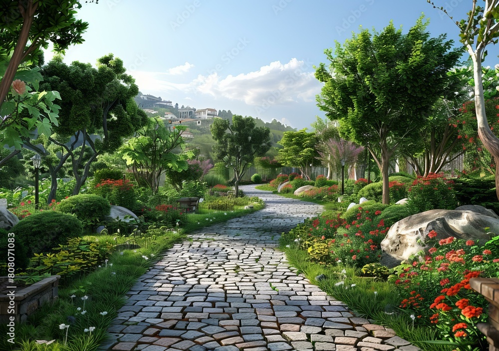 Canvas Prints Stone path in a lush garden