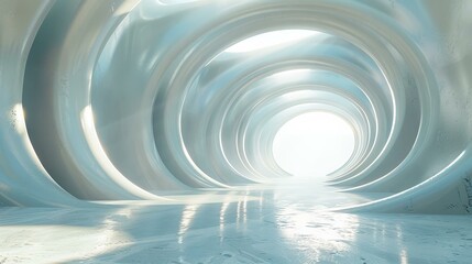 Futuristic Sci-Fi Tunnel With Glowing Light At The End Of The Tunnel