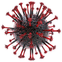 Dangerous pandemic virus, virus from myocroscope, on transparent background