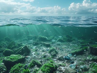 Seawater pollution, serious ocean pollution, marine garbage, World Environment Day, environmental protection theme, 4k high-definition wallpaper, generated by AI，The Battle for Clean Oceans - Confront