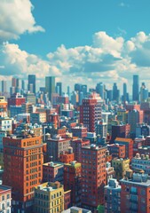 Obraz premium Cityscape with colorful buildings and blue sky