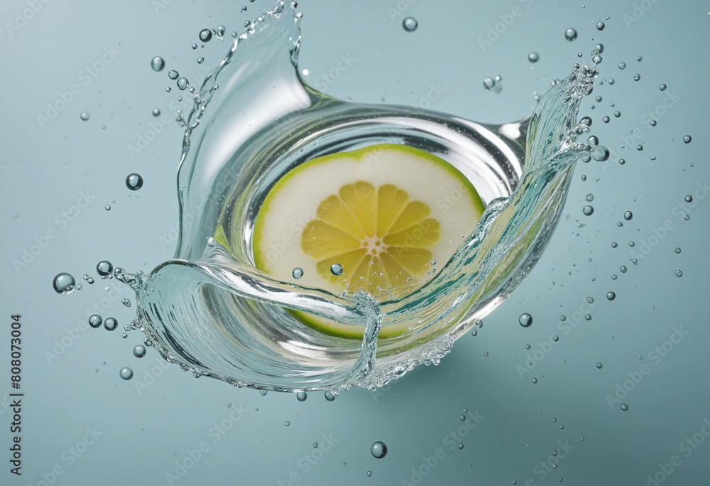 Poster refreshing summer water splash and foam texture with copy space