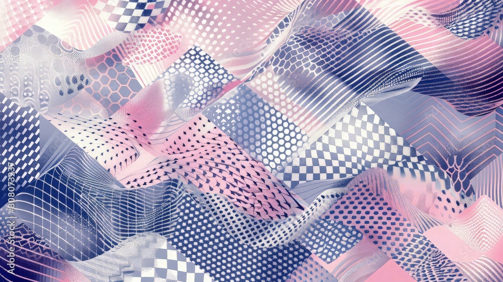Poster an abstract geometric colorful pattern like floating mountains
