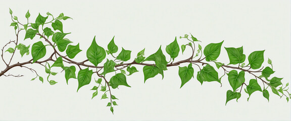 Obraz premium An AI-generated botanical illustration featuring a lush branch adorned with ivy leaves, set against a clean white background 
