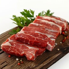 Fototapeta premium Beef steak raw meat strip loin striploin
