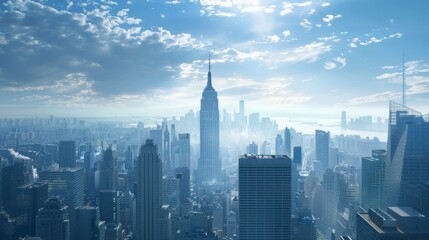 New York City skyline with the Empire State Building in the center