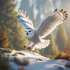 Snow Owl In flight