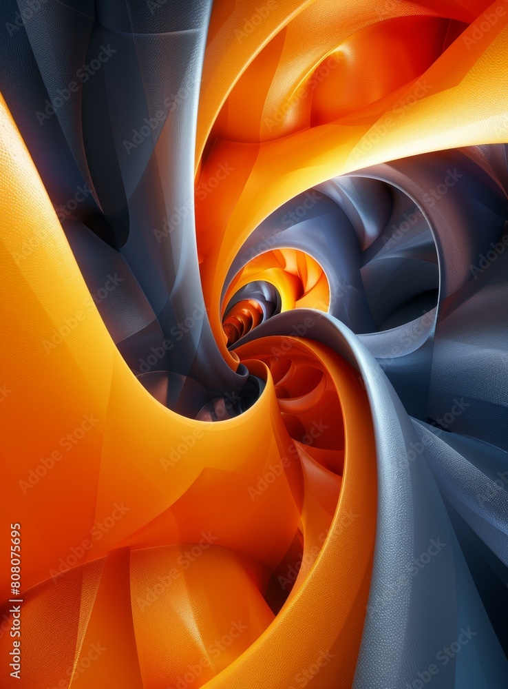 Aufkleber blue and orange abstract 3d rendering of a twisted shape
