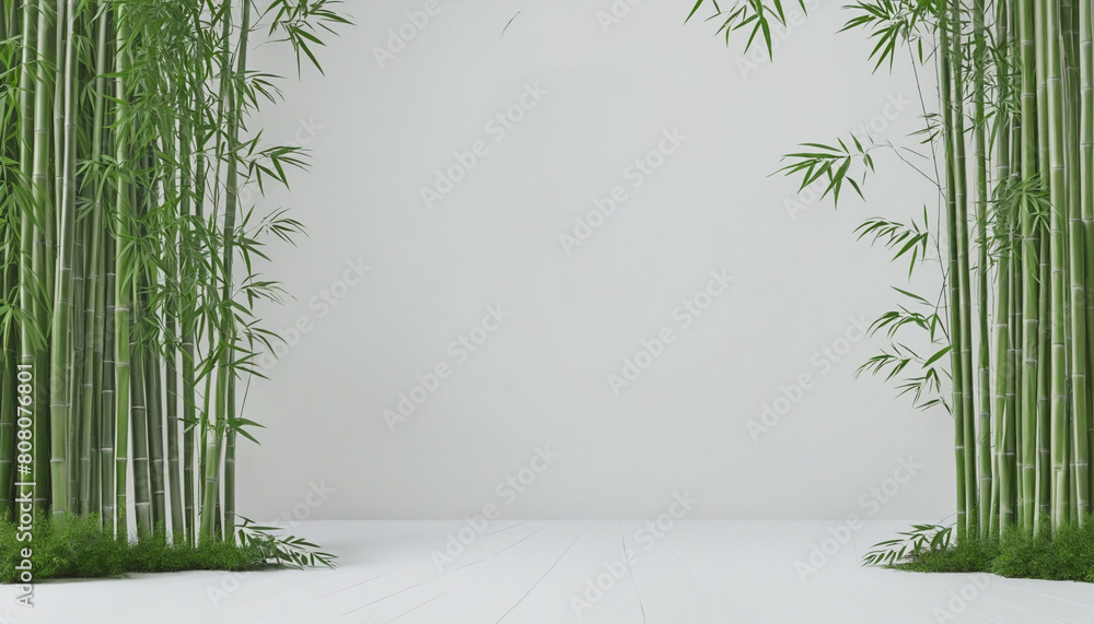 Poster ai-generated photorealistic vector illustration of bamboo leaves isolated on a blank transparent bac