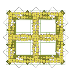Rahmen4 fach mit kreis und 3 Eck Muster gruen und gelb © KarlHeinz
