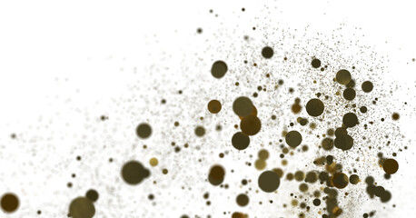 Radiant Revelry: Dynamic 3D Illustration of a Radiating gold Confetti Celebration in PNG 3D