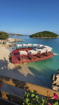 Empty Ksamil Beach - Butrint National Park, Sarande, Southern Albania, Europe