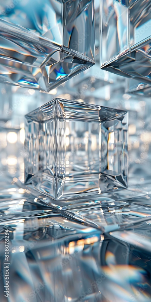 Poster 3d rendering of a crystal cube