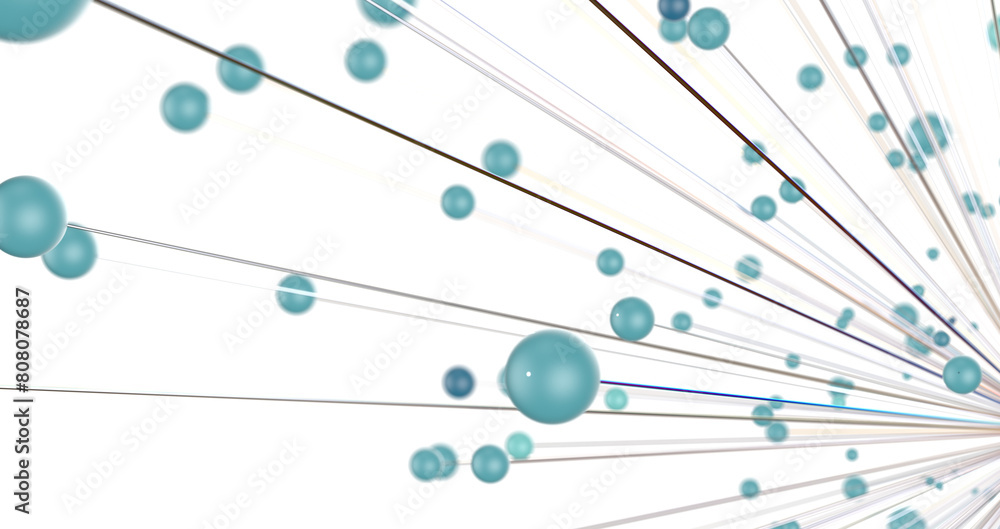 Poster Abstract technology futuristic network - fantasy plexus background. 3D rendering