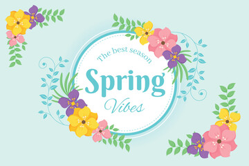 Flat design spring floral frame