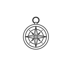 Fototapeta premium Minimalist black and white illustration of a classic compass design.