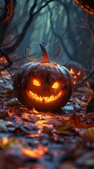 Spooky Pumpkin in the Haunted Forest