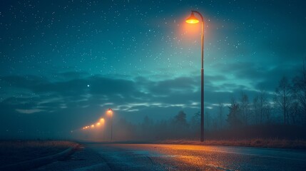 view of street lamp with starry night background