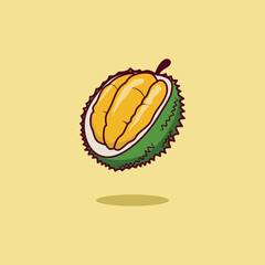 Durian Fruit Cartoon Vector Icon Illustration. Food Nature Icon Concept Isolated Vector.