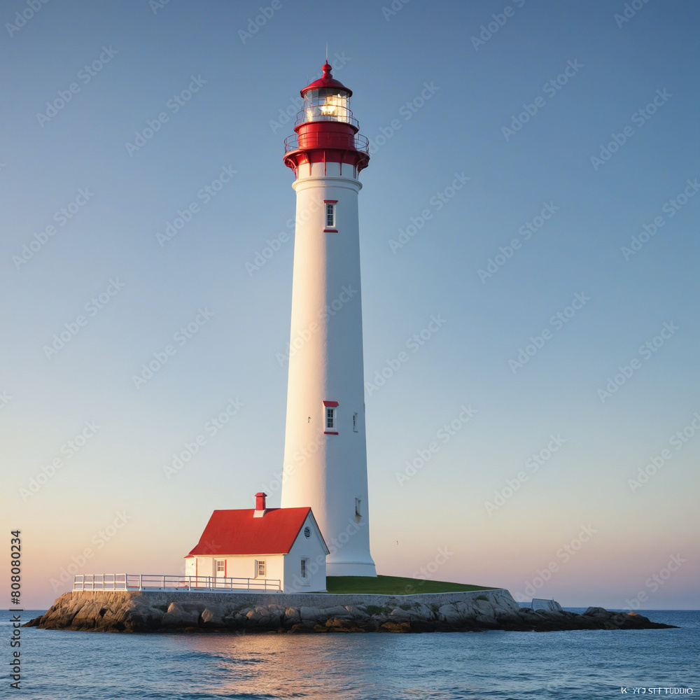 Poster transparent cut-out lighthouse design created by generative ai