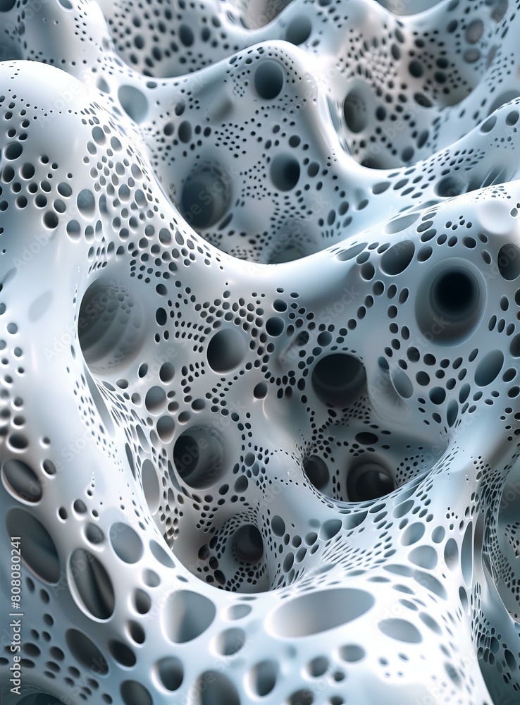 Fototapete 3d rendering of an organic structure with a lot of holes
