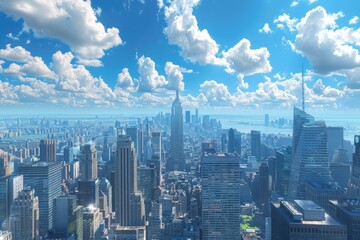 New York City skyline with clouds